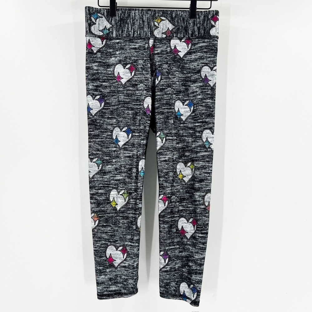 Terez Leggings Womens‎ L Grey Excellent Heart Star Print Athletic Yoga Pants D25